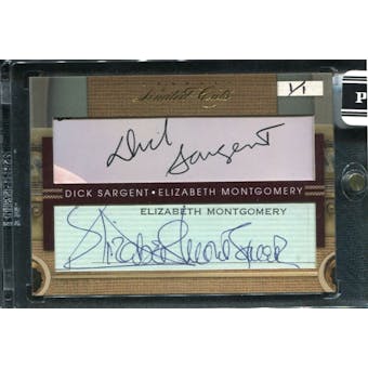 2011 Panini Donruss Limited Cuts Dual Cut Signatures #2 Dick Sargent Elizabeth Montgomery Auto 1/1