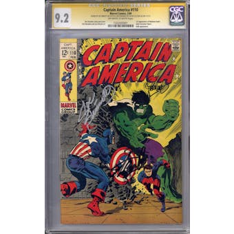 Captain America #110 Stan Lee Joe Sinnott Steranko SignatureSeries CGC 9.2 (OW-W) *1322435001*