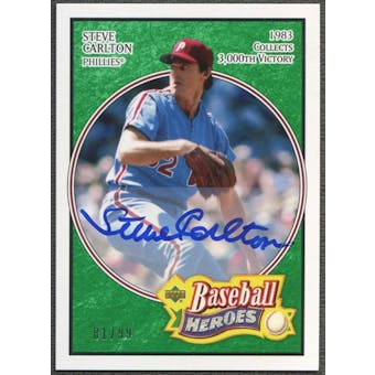 2005 Upper Deck Baseball Heroes #78 Steve Carlton Signature Emerald Auto #81/99