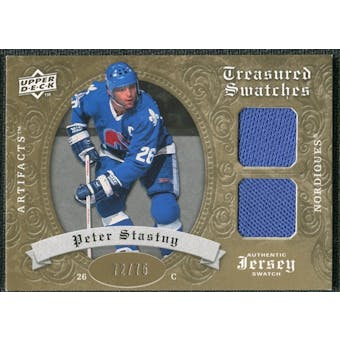 2008/09 Upper Deck Artifacts Treasured Swatches Dual Gold #TSDST Peter Stastny /75