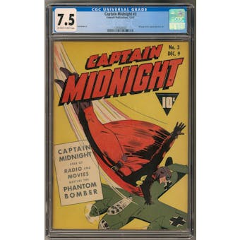 Captain Midnight #3 CGC 7.5 (OW-W) *1345826003*