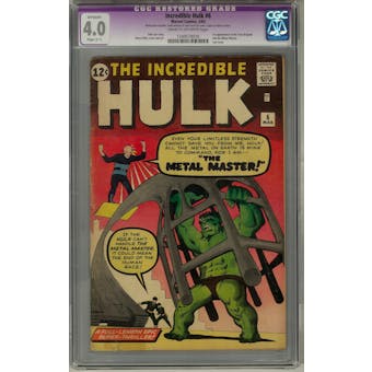 Incredible Hulk #6 CGC 4.0 Apparent Slight (C-1) Restoration (C-OW) *1349578030* Slight (C-1)