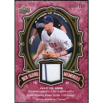 2009 Upper Deck UD A Piece of History Box Score Memories Jersey Red #BSMJM Justin Morneau /180