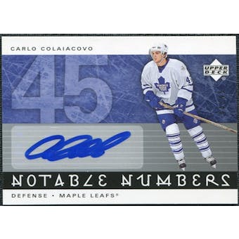 2005/06 Upper Deck Notable Numbers #NCCO Carlo Colaiacovo Autograph /45