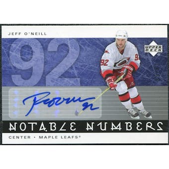 2005/06 Upper Deck Notable Numbers #NJEO Jeff O'Neill Autograph /92
