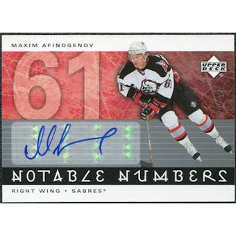 2005/06 Upper Deck Notable Numbers #NMA Maxim Afinogenov Autograph /61
