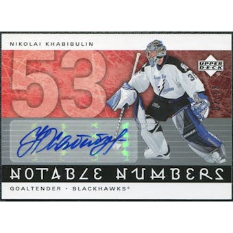2005/06 Upper Deck Notable Numbers #NNK Nikolai Khabibulin Autograph /53