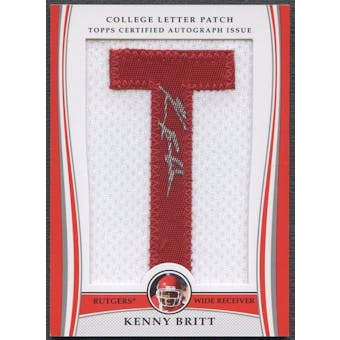 2009 Bowman Draft #KB Kenny Britt College Letter "T" Patch Auto #40/46