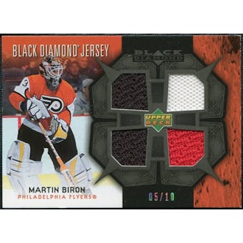 2007/08 Upper Deck Black Diamond Jerseys Black Quad #BDJBI Martin Biron 5/10