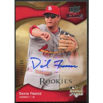 2009 Upper Deck Icons #135 David Freese 169/200 RC Autograph