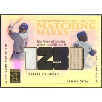 2003 Topps Tribute Contemporary #PS Rafael Palmeiro & Sammy Sosa Matching Marks Jersey Bat