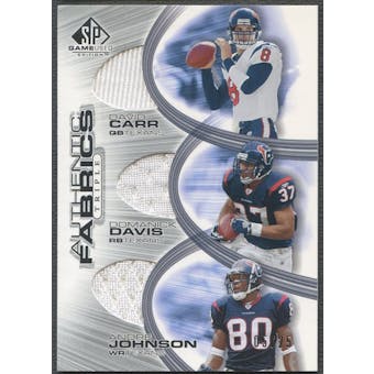 2004 SP Game Used Edition #CDJ David Carr, Domanick Davis, & Andre Johnson Authentic Jersey #05/25