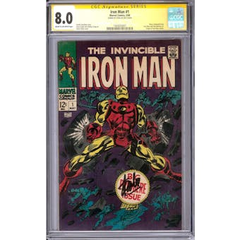 Iron Man #1 CGC 8.0 Stan Lee Siganture Series (C-OW) *1403033007*