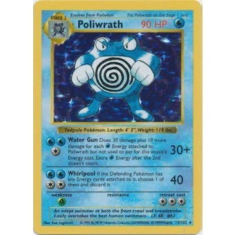 Pokemon Base Set 1 Single Poliwrath 13/102 - Shadowless - NEAR MINT (NM)
