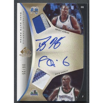 2006/07 SP Game Used #GH Kevin Garnett & Dwight Howard Authentic Fabrics Dual Patch Auto #06/25