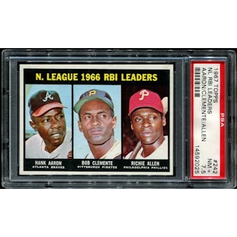 1967 Topps Baseball #242 NL RBI Leaders (Aaron - Clemente) PSA 7.5 (NM+) *2025