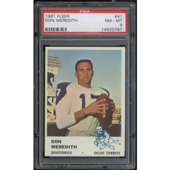 1961 Fleer Football #41 Don Meredith Rookie PSA 8 (NM-MT) *0797