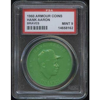 1960 Armour Coin Hank Aaron (Braves) Green PSA 9 (MINT) *8162