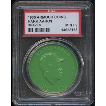 1960 Armour Coin Hank Aaron (Braves) Green PSA 9 (MINT) *8163