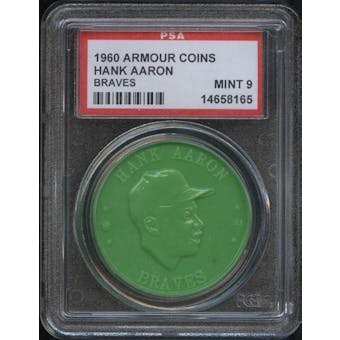1960 Armour Coin Hank Aaron (Braves) Green PSA 9 (MINT) *8165