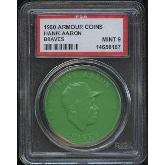 1960 Armour Coin Hank Aaron (Braves) Green PSA 9 (MINT) *8167