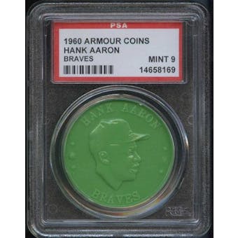 1960 Armour Coin Hank Aaron (Braves) Green PSA 9 (MINT) *8169