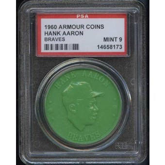 1960 Armour Coin Hank Aaron (Braves) Green PSA 9 (MINT) *8173