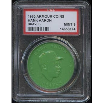 1960 Armour Coin Hank Aaron (Braves) Green PSA 9 (MINT) *8174