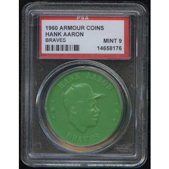 1960 Armour Coin Hank Aaron (Braves) Green PSA 9 (MINT) *8176