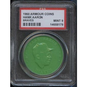1960 Armour Coin Hank Aaron (Braves) Green PSA 9 (MINT) *8179