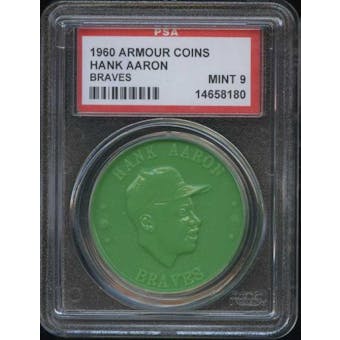 1960 Armour Coin Hank Aaron (Braves) Green PSA 9 (MINT) *8180