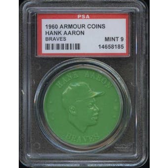 1960 Armour Coin Hank Aaron (Braves) Green PSA 9 (MINT) *8185