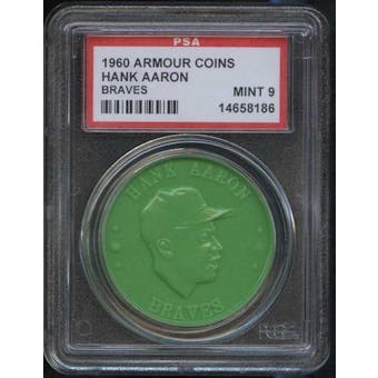 1960 Armour Coin Hank Aaron (Braves) Green PSA 9 (MINT) *8186