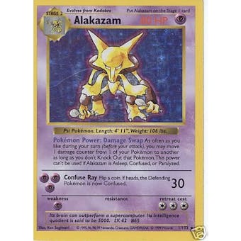 Pokemon Base Set 1 Single Alakazam 1/102 - Shadowless - SLIGHT PLAY (SP)