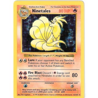 Pokemon Base Set 1 Single Ninetales 12/102 - Shadowless - NEAR MINT (NM)
