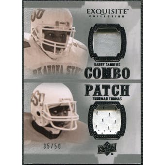 2010 Upper Deck Exquisite Collection Patch Combos #ST Barry Sanders Thurman Thomas /50