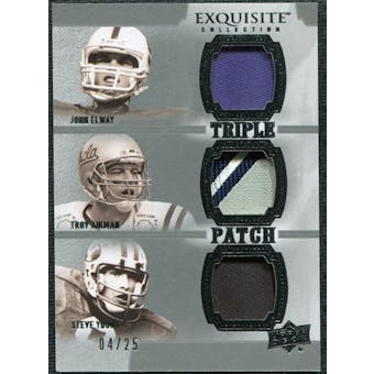 2010 Upper Deck Exquisite Collection Patch Trios #EAY Steve Young John Elway Troy Aikman /25