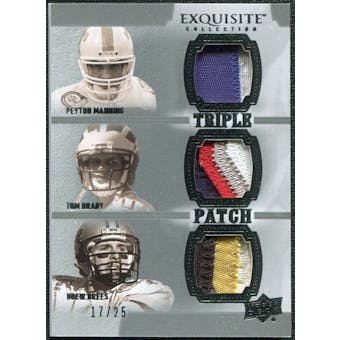 2010 Upper Deck Exquisite Collection Patch Trios #MBB Tom Brady Peyton Manning Drew Brees /25