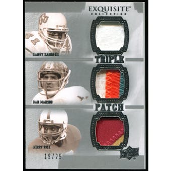 2010 Upper Deck Exquisite Collection Patch Trios #SRM Jerry Rice Dan Marino Barry Sanders 19/25
