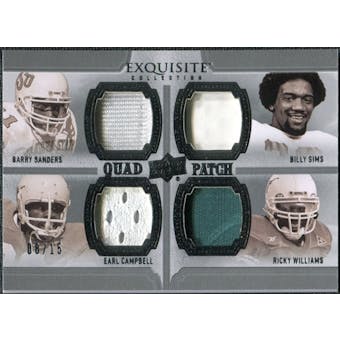 2010 Upper Deck Exquisite Collection Patch Quads #SWCS Billy Sims Barry Sanders Ricky Williams Earl Campbell /