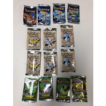 Pokemon 14x EMPTY Booster Pack Wrappers LOT (Base, Fossil 1st, Jungle 1st, Topps) - NO CARDS