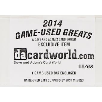 2014 Just Minors Game Used Greats Baseball Hobby Box (Full Size Game Used Bat!)