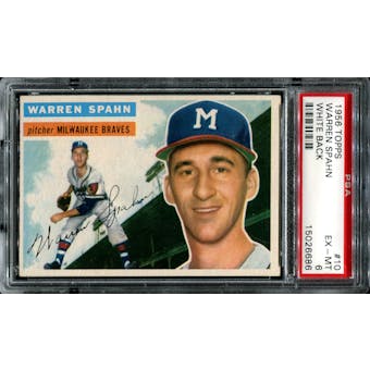 1956 Topps Baseball #10 Warren Spahn PSA 6 (EX-MT) *6686