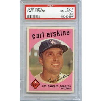 1959 Topps Baseball #217 Carl Erskine PSA 8.5 (NM-MT+) *0597 X