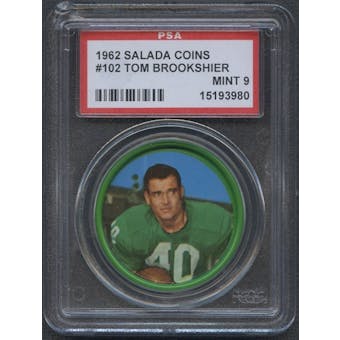 1962 Salada Football Coin #102 Tom Brookshier PSA 9 (MINT) *3980