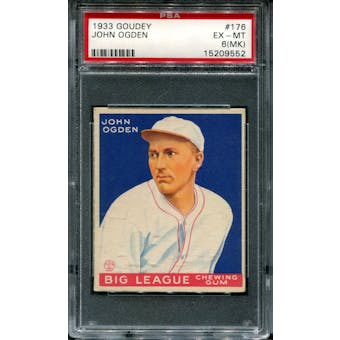 1933 Goudey Baseball #176 John Ogden PSA 6 (EX-MT) (MK) *9552