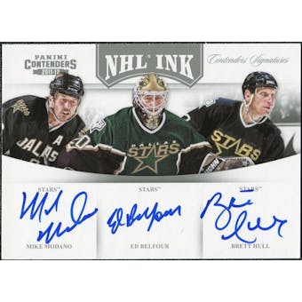 2011/12 Panini Contenders NHL Ink Triples #10 Mike Modano/Ed Belfour/Brett Hull Autograph /25