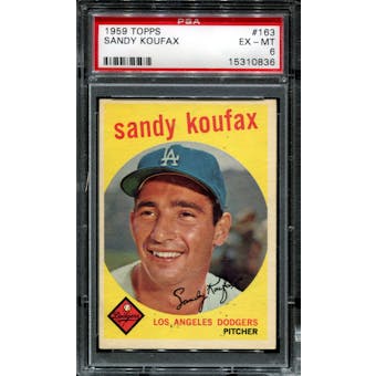 1959 Topps Baseball #163 Sandy Koufax PSA 6 (EX-MT) *0836