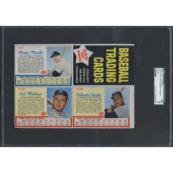 1962 Post Cereal Baseball Panel Mickey Mantle - Ed Mathews - Cepeda SGC 40 (VG 3) *2029