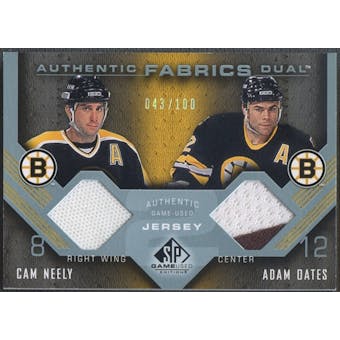 2007/08 SP Game Used #AF2NO Cam Neely & Adam Oates Authentic Fabrics Duals Jersey #043/100